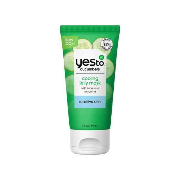 Yes To Cucumber Cooling Jelly Mask, Hydrating Bouncy Lightweight Gel Mask That Leaves Skin Feeling Cool, Soothed & Refreshed, With Cucumber Extract & Antioxidants Natural Vegan & Cruelty Free, 3 Fl Oz