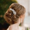 Bridal Wedding Crystal Hair Comb, Handmade White Rhinestone Hair Clips Bridal Headpiece Sparkly Crystal Hair Pin Side Combs Hair Accessorie for Women Girls