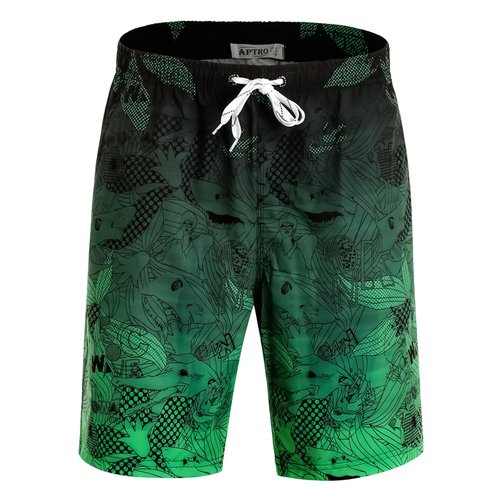 APTRO Men's Swim Trunks Quick Dry Bathing Suit 9" Big & Tall Palm Swimsuit HWP023 Green L