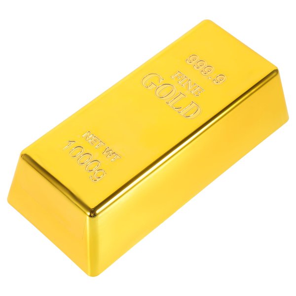 Kisangel 2Pcs Fake Gold Bar Golden Brick Replica Bullion Decorative Movie Prop Novelty Gift Pirate Party Supplies