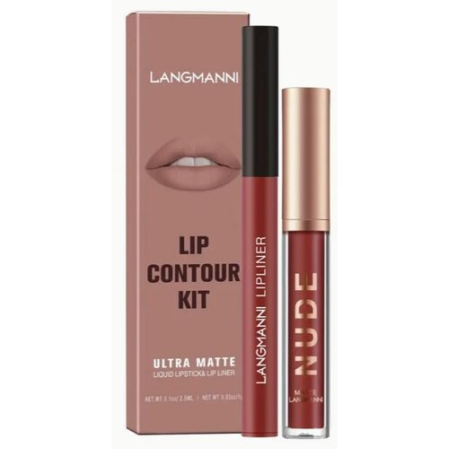 2-in-1 Lip Liner & Lip Gloss Set, Long-Lasting, Waterproof, Matte Finish, Valentine's Gift for Women