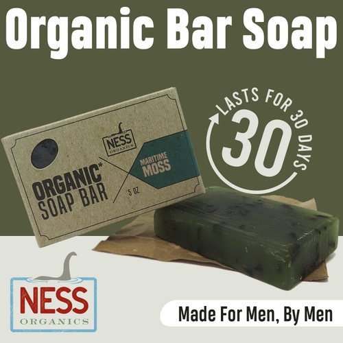 Ness Mens Soap Bar - Maritime Moss Scent, Natural Soap For Men With Organic Ingredients, Mens Bar Soap With Essential Oils, Moisturizing Bar Soap For Men, Handmade In The USA, Cruelty Free, Vegan