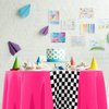 Oudain Cars Birthday Party Supplies Racing Party Decorations Round Racing Tablecloth Checkered Flag Table Covers Road Plastic Table Cloth, 1950s Disco Dancing Party Tablecloth (Pink,3 Pcs)