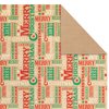 Hallmark Recyclable Kraft Christmas Flat Wrapping Paper Sheets with Cutlines on Reverse (12 Folded Sheets with Sticker Gift Tags) Rustic Red Trucks, White Snowflakes, "Merry Christmas" Lettering
