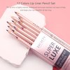 Domality 12 Colors Matte Lip Liner Pencil Set, 12Pcs Creamy Nude Lip Liner, Smooth Long Lasting Waterproof High Pigmented Lip Makeup Pencil