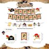 Chilfamy Pirate Party Decorations, Pirate Theme Party Supplies with Happy Birthday Banner, Pirate Garland Signs, Cake Toppers, Pirate Captain Ship Balloons Set for Adults Kids Pirate Party Favors