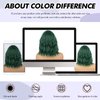 Dark Green Wavy Bob Wig with Curtain Bangs Synthetic Short Green Curly Bob Wigs with Bangs for Women Bob Curly Wavy Wig Natural Hair Shoulder Length Wigs for Women(Green)