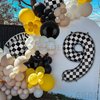 40 Inch Checkered Number Balloon 9 Black and White Race Car Birthday Balloons Baby Hippie Smile Party Shower Boys 9th Birthday Race Car Theme Party Decor Supplies 5 Pcs