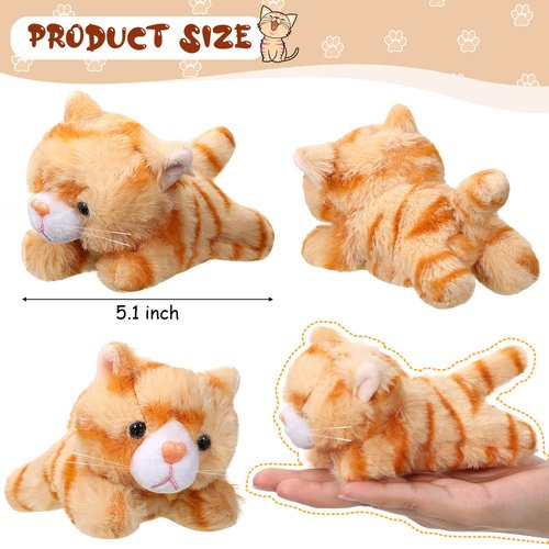 HyDren 16 Pcs Plush Animals Bulk Operation Small Cat Dog Plush Pet Stuffed Mini Kitten Puppy Toys for Birthday Animal Party Favors(Lying Cat)