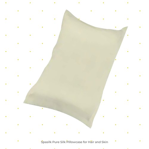 Spasilk Pure Silk Pillowcase, Charmeuse Silk Pillowcase, Hypoallergenic Pillowcase, Queen Sized, Ivory