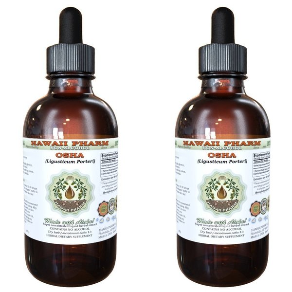 OSHA Alcohol-Free Liquid Extract, OSHA (Ligusticum porteri) Dried Root Glycerite Natural Herbal Supplement, Hawaii Pharm, USA 2x4 fl.oz