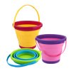 3pcs Foldable Beach Bucket, Kids Beach Bucket Silicone Fodable Beach Toys Potable and Space-Saving Beach Bucket for Toddlers, Easter Egg Hunts, Camping, Travel Fishing Water Pail