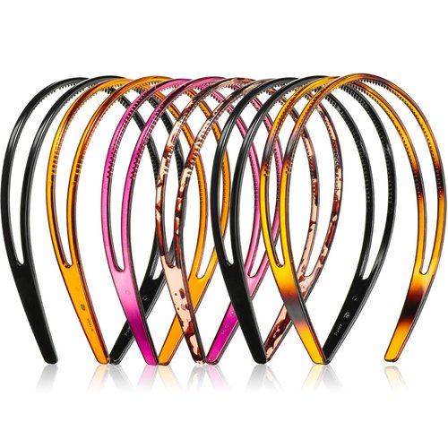 6 Pieces Plastic Headband Plastic Hair Band Teeth Comb Headbands Double Row Headband Plastic Hair Band Non-Slip Hair Hoop Accessory for Women Hair Decorations,5 Colors