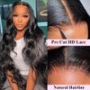 K KF BEAUTY U 6x4 HD Lace Wear and Go Glueless Wigs Human Hair Pre Plucked Pre Cut Body Wave Lace Front Wigs Human Hair With Elastic Band Breathable Cap Friendly to Beginners 180% Denisty 26inch