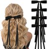 NYXXZ Hair Bow Clips for Girls, 4 Pcs Ribbon Bowknot Tassel Long Tail Hair Clips, Black Hair Bow, Women's Hair Clip Ribbon Hair Ties Barrettes Hair Pins Accessories