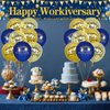 Happy Work Anniversary Decorations Banner Blue Gold Happy Workiversary Banner Yard Sign with 18 Pcs Balloons for Office Anniversary Party Decoration Employee Appreciation Banner Office Party Supplies