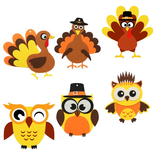 12PCS Thanksgiving Turkey Owl Craft Kit – Turkey Day Fall Crafts Gifts Classroom Activity Party Favors Supplies