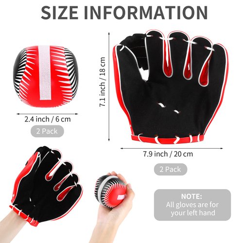 Aodaer 2 Pack T Ball Sets Baseball Glove and Ball Teenager Easy Catch Ball & Baseball Glove Set for Yard Lawn Game, Catch Game, Baseball Play, Black and Red