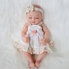 JRLCGYP Reborn Baby Girl Doll, 10 Inches Realistic Newborn Soft Vinyl Baby Dolls Toy with Flower Dress, Birthday Baby Doll Gift for Kids Age 3 +…