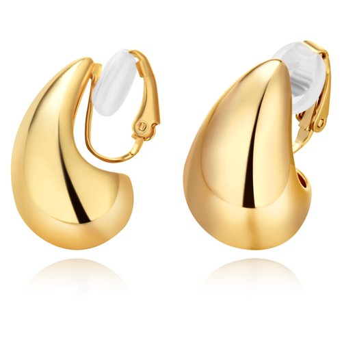 Chunky Gold Clip on Earrings for Women Trendy Water Teardrop Earrings for Women Hypoallergenic Earrings Dupes for Women Olivia Guts SourEarrings for her as birthday gifts