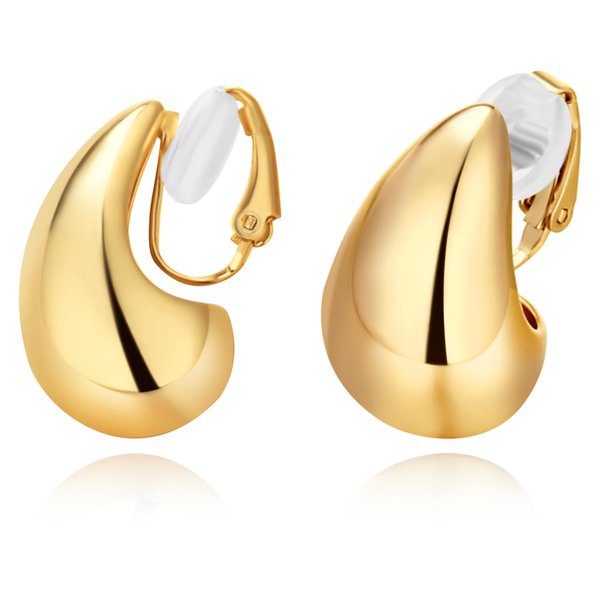 Chunky Gold Clip on Earrings for Women Trendy Water Teardrop Earrings for Women Hypoallergenic Earrings Dupes for Women Olivia Guts SourEarrings for her as birthday gifts