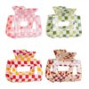 baotongle 4pcs Checkered Hair Claw Clips for Thin Hair Checkered Hair Clips Acrylic Small Claw Clip with Strong Hold for Women Girls Long Short Hair (5x4cm/2x1.57inches, Pink,green,red,orange)