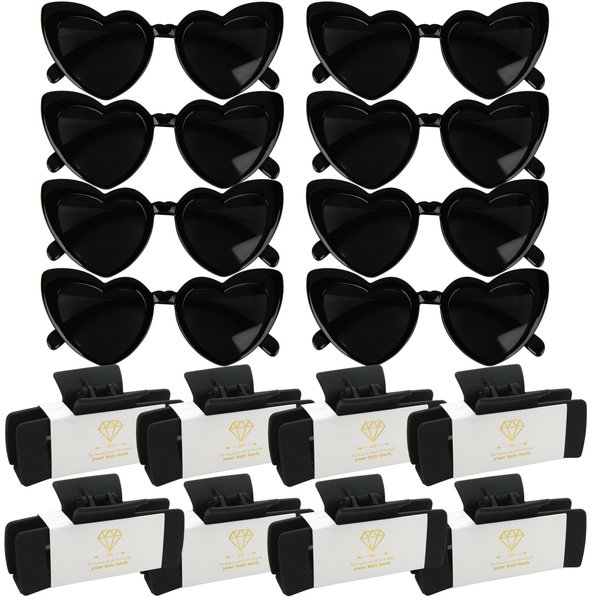 16pcs Bridesmaid Proposal Gifts 4.1inch square Hair Claws Bachelorette Claw Clip Matte Hair Clips Sunglasses set of 16 Girls Trendy Cute Hair Clips for Wedding Party Favors (16pcs Black)