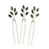3pcs Green Wedding Hair Pins for Bride Crystal Bridal U Hair Pins for Women Rhinestone Hairpins for Wedding Party Brides Bridesmaids Women