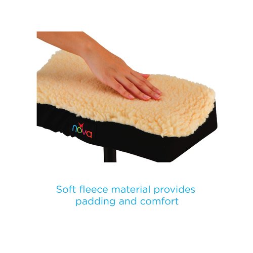 NOVA Medical Products Universal Knee Scooter Pad Cover, Thick Padded Fleece Faux Sheepskin Cushion Top, Easy to Fit & Secure on Most Knee Scooters & Knee Walkers, Washable, Beige