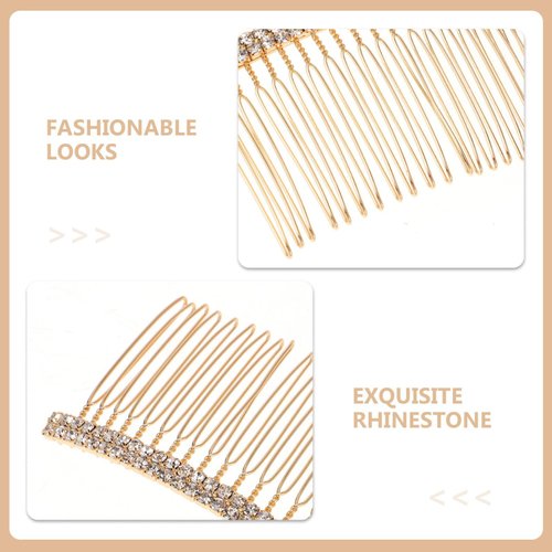 Beaupretty 4pcs Hair Accessory Silver Headpieces with Gold Rhinestone Tiara, Barrettes, and Hairpin for Bride