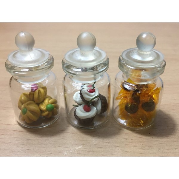 3pc Miniature Cookie Cake Food Candy Dollhouse Cake in Clear Glass Mini Bottle Fruit Mix Lemon #MF008