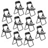 Ciieeo Black Chair 10Pcs mobile phone holder abs phone stand fold doll house smartphone holder mini chair fold up chairs mini folding chair Chair miniature furniture Black Chairs