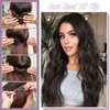 Fashion Line Clip in Hair Extensions for Women 6PCS Thick Full Head Natural Black Wavy Clip in Extensions Synthetic Long Double Weft Hair Hairpieces 20 inch (220Gram,Black Brown)