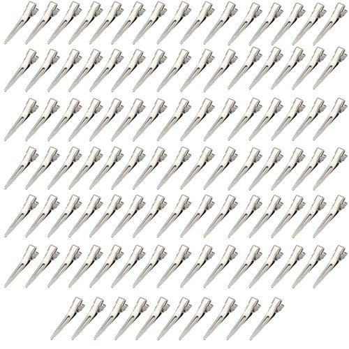 100 Pieces Single Prong Hair Clips, BetterJonny Silver Section Hair Clips 1.75 Inches Curl Clips ...