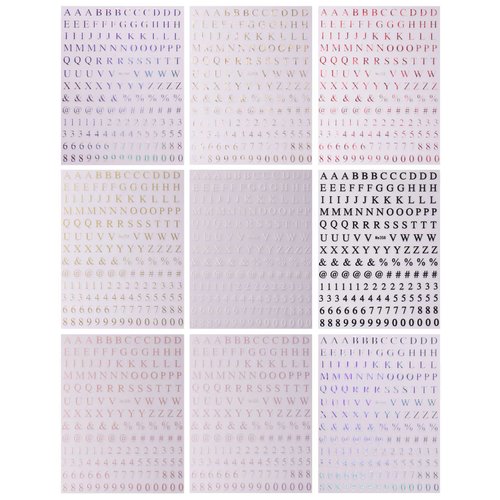 JMEOWIO 9 Sheets Number Letter Nail Art Stickers Decals Self-Adhesive Pegatinas Uñas Colorful Nail Supplies Nail Art Design Decoration Accessories