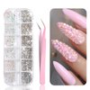 Nail Art Rhinestones Kit, Clear Crystal AB Flatback Glass Rhinestones Crystal Gems Stones, with Tweezer and Rhinestone Picker Dotting Pen for DIY Nail Art Craft