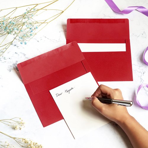 5x7 Envelopes for Invitations, 40-Pack A7 Envelopes for 5x7 Cards, Colored Invitation Envelopes, Red, 5 1/4 x 7 1/4 Inches