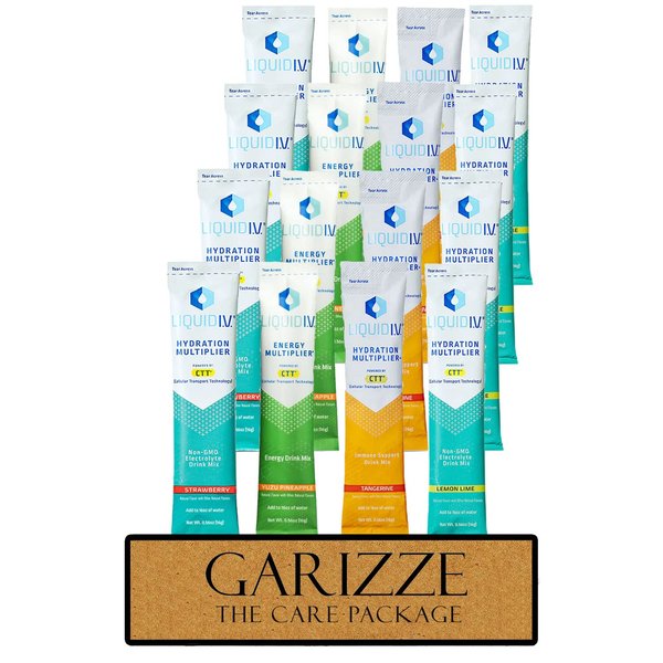 GARIZZE Liquid IV Hydration Multiplier - Hydration Powder Packets -16 Sticks - Electrolyte Drink Mix - Strawberry, Lemon Lime, Tangerine Immune Support, Yuzu Pineapple Energy Drink Mix