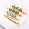 St.Patrick’s Day Hair Clips Crystal Glitter Shamrock Hairpins Green Lucky Leaf Embellished Gold Alligator Hair Clips for Party Gift (2 Pairs Lucky Clover Clips)
