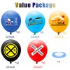 PANTIDE 52 Pcs Railroad Crossing Train Balloons Set 12 Inches Latex Balloons Bouquet with Ribbon Railway Choo Choo Steam Train Traffic Sign Party Decorations Supplies for Kids Birthday Baby Shower