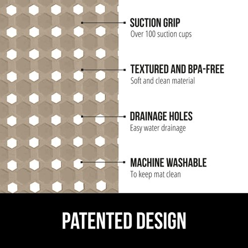 Gorilla Grip Patented Shower and Bathtub Mat, 21x21, Small Square Shower Stall Floor Mats with Suction Cups and Drainage Holes, Machine Washable and Soft on Feet Bathroom Accessories Royal Blue Opaque