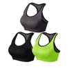 Match Womens Sports Bra Wirefree Seamless Padded Racerback Yoga Bra for Workout Gym Activewear with Removable Pads #001(1 Pack of 3(Black-Bright Green-Gray Brown),S)