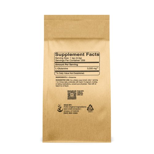 Pure Original Ingredients L-Glutamine (2lb) Alpha-Amino Acid Supplement Powder, Lab-Verified