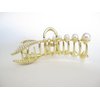 Gold metal and pearl leaf shaped hair claw clip for medium fine hair