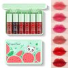 6 Colors Watermelon Lip Tint Stain Set, Korean Velvet Watery Lip Tint Moisturizing Mini Liquid Lip Gloss Lipstick, Multi-Use Lip and Cheek Tint, Long-Lasting, Vivid Color, Lightweight, High Pigment