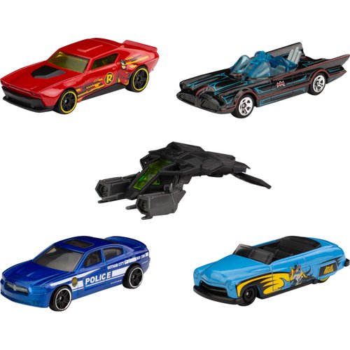 Hot Wheels Batman 5-Pack, Set of 5 Batman-Themed Toy Cars in 1:64 Scale (Styles May Vary)