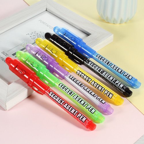 MALEDEN Invisible Ink Pen, Upgraded Spy Invisible Ink Pen with UV Light Magic Marker for Secret Message and Kids Halloween Goodies Bags Toy (6pcs)