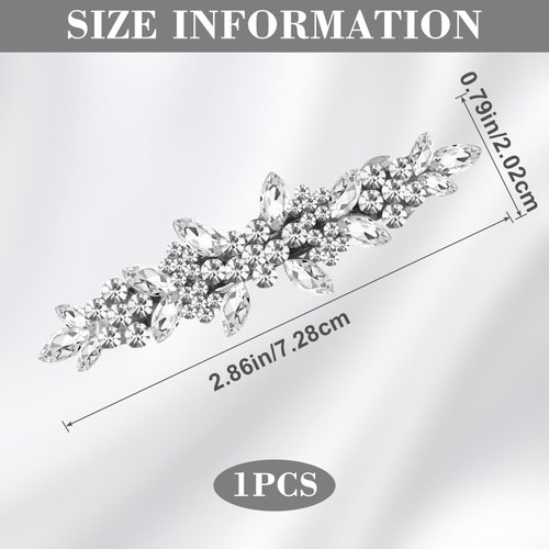 Joez Wonderful Bridal Rhinestone Hair Clips Barrettes, Sparkly Crystal Hair Clips Diamond Barrettes, Bling Fancy Wedding Flower Clip Decorative Hair Accessories for Women Girls (1 Pcs)