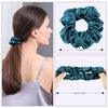 100% Mulberry Silk Hair Scrunchies Silk Elastic Hair Tie Without Hair Damage 3 Pcs , Peacock Blue & Pink & Black