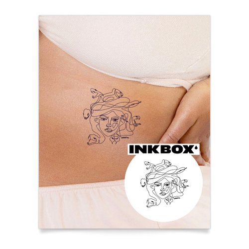 Inkbox Temporary Tattoos, Semi-Permanent Tattoo, One Premium Easy Long Lasting, Water-Resistant Temp Tattoo with For Now Ink - Lasts 1-2 Weeks, In Medusa's Eyes, 4 x 4 in
